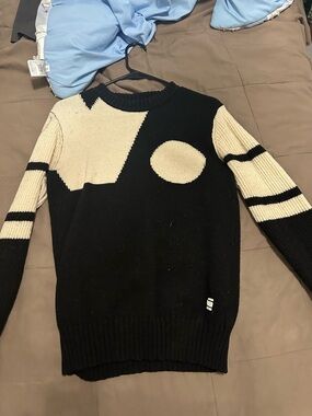 G-Star Black & Cream Geometric Crewneck Sweater